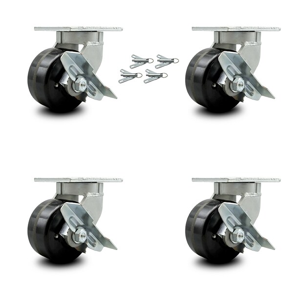 Service Caster 6 Inch Heavy Duty Phenolic Wheel Caster Set with Brakes and Swivel Locks, 4PK SCC-KP92S630-PHR-SLB-BSL-4 - main